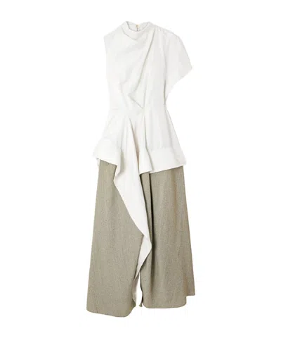 Roksanda Meena Asymmetric Draped Layered Silk-satin And Twill Dress In Gray