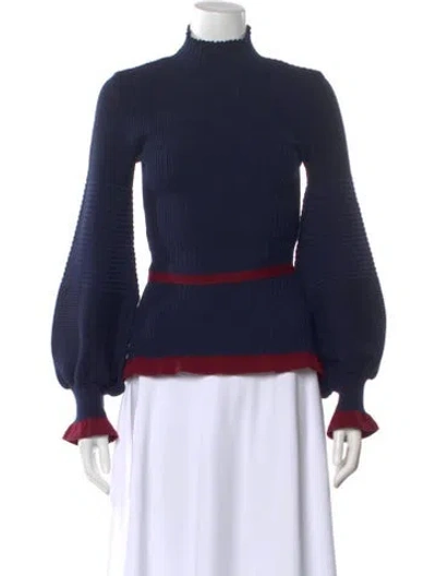 Pre-owned Roksanda Merino Wool Mock Neck Sweater In Blue