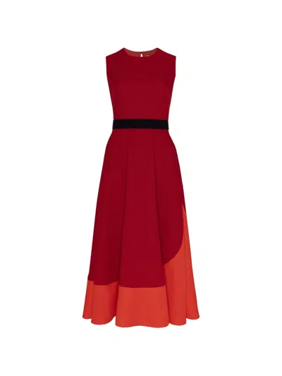 Roksanda Mire Colour-block Bow-detail Midi Dress In Red