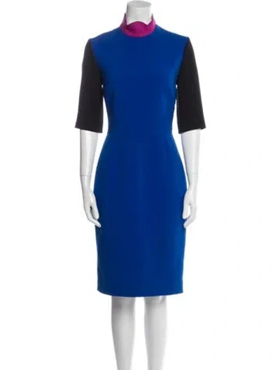 Pre-owned Roksanda Mock Neck Knee-length Dress In Blue