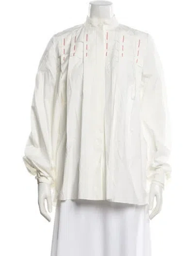 Pre-owned Roksanda Mock Neck Long Sleeve Blouse W/ Tags In White