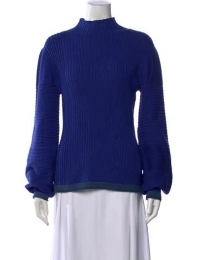 Pre-owned Roksanda Mock Neck Long Sleeve Top In Blue