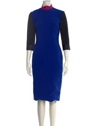 Pre-owned Roksanda Mock Neck Midi Length Dress In Blue