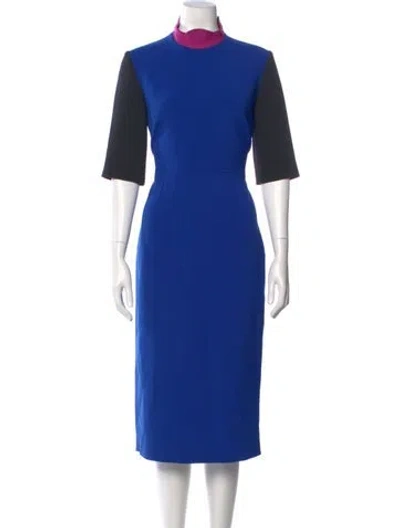 Pre-owned Roksanda Mock Neck Midi Length Dress In Blue