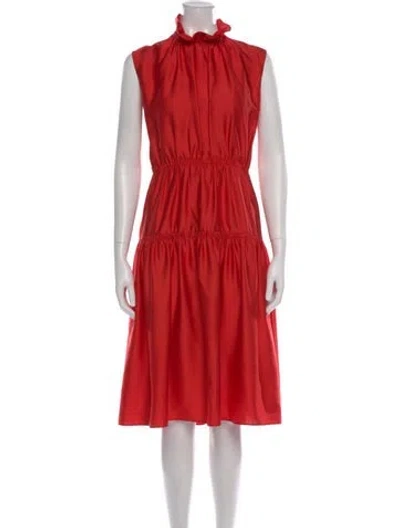 Pre-owned Roksanda Mock Neck Midi Length Dress In Red