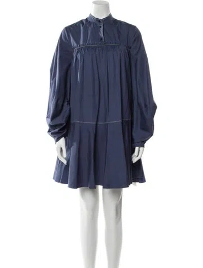 Pre-owned Roksanda Mock Neck Mini Dress In Blue