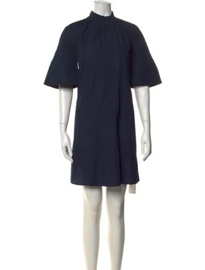 Pre-owned Roksanda Mock Neck Mini Dress In Blue