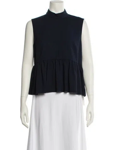 Pre-owned Roksanda Mock Neck Sleeveless Top In Blue