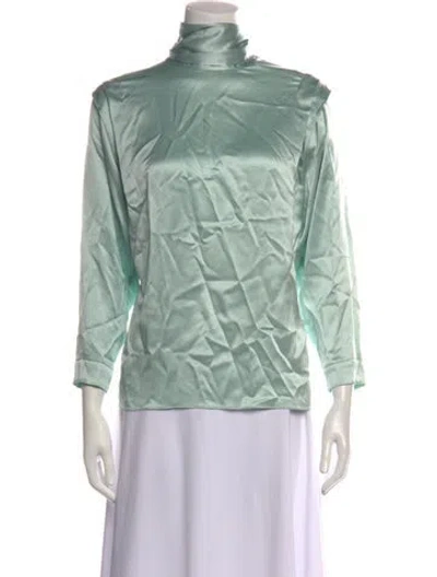 Pre-owned Roksanda Mock Neck Three-quarter Sleeve Top In Green