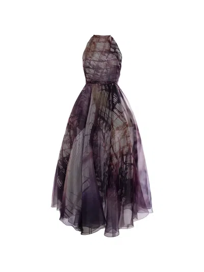 Roksanda Nali Abstract-print Sleeveless Maxi Dress In Purple