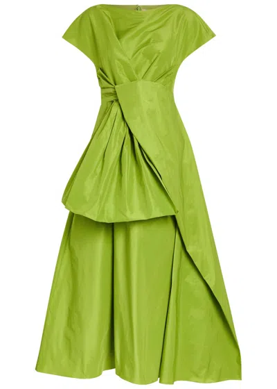 Roksanda Nila Twisted Taffeta Midi Dress In Green