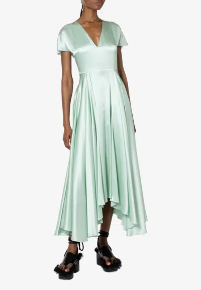 Roksanda Noma Asymmetric Silk Midi Dress In Green