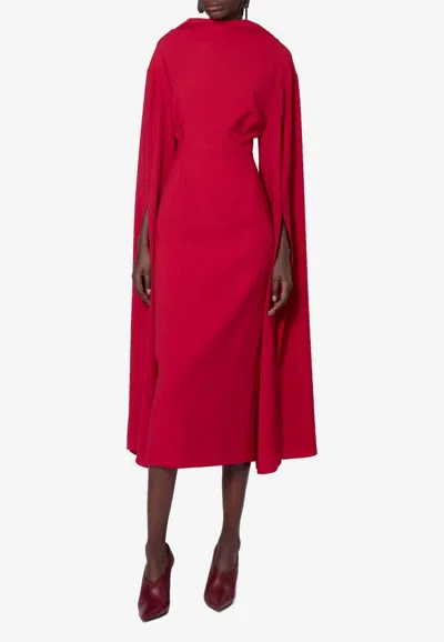 ROKSANDA NOUR CREPE MIDI DRESS WITH DRAPED-SLEEVES