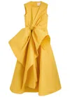 Roksanda Nura Bow-embellished Taffeta Midi Dress In Yellow