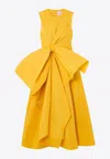 Roksanda Nura Bow-embellished Taffeta Midi Dress In Yellow