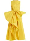 Roksanda Nura Bow-embellished Taffeta Midi Dress In Gelb
