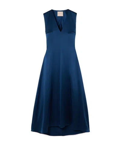 Roksanda Nuria Twisted Silk-satin Midi Dress In Blue