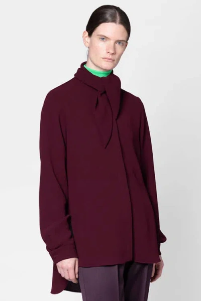 Roksanda Nyra Draped Tie Neck Top In Burgundy