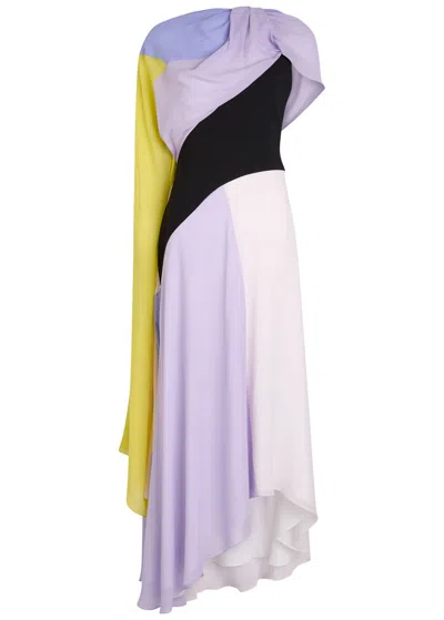Roksanda Orel Colour-blocked Draped Silk-chiffon Gown In Multi