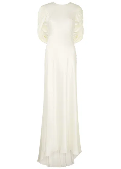 Roksanda Oriana Silk-satin Gown, Gown Ivory, Size 10 In Pattern