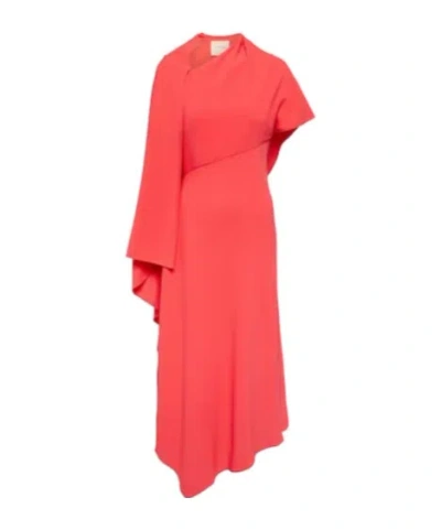 Roksanda Pascale Cape-detail Crepe Maxi Dress In Red