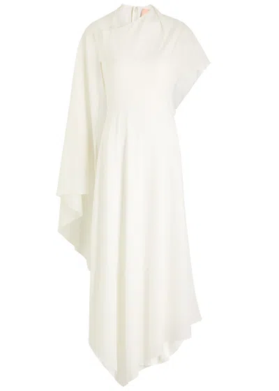 Roksanda Pascale Cape-effect Draped Maxi Dress In White
