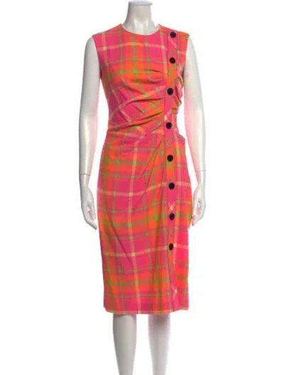 Pre-owned Roksanda Plaid Print Knee-length Dress In Pink