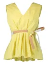 Roksanda Pleated V-neck Top In Yellow