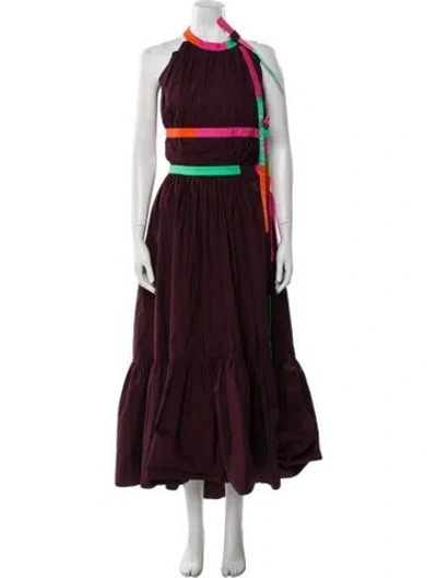 Pre-owned Roksanda Printed Long Dress W/ Tags In Burgundy