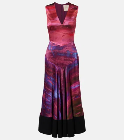 Roksanda Printed Midi Dress In Pink