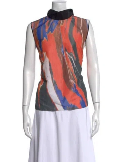 Pre-owned Roksanda Printed Mock Neck Top In Orange