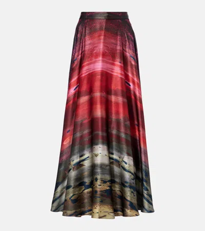 Roksanda Printed Silk Satin Maxi Skirt In Multi