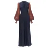 Roksanda Puff Sleeve Keyhole Neckline Wide Leg Jumpsuit In Blue