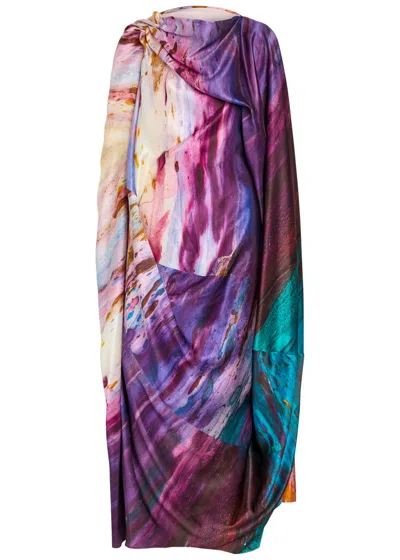 Roksanda Robina Printed Silk Maxi Dress In Purple