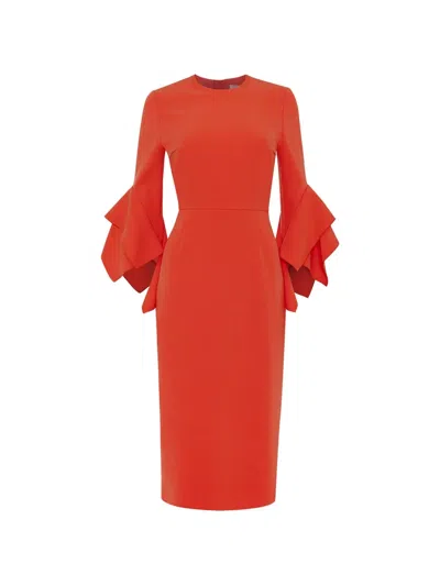 Roksanda Ronda Tiered-sleeve Midi Dress In Orange