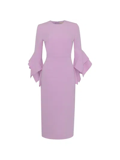 Roksanda Ronda Tiered-sleeve Midi Dress In Pink