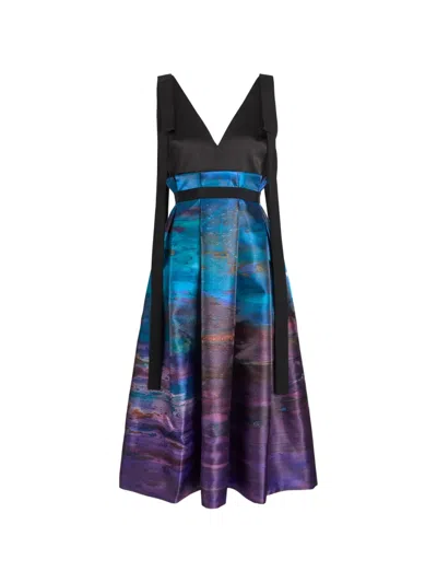 Roksanda Runa Printed Satin Midi Dress In Black