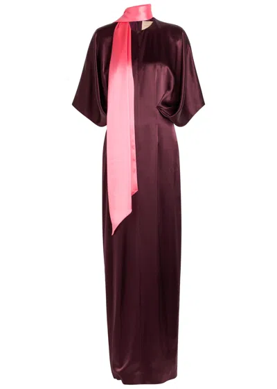 Roksanda Sami Scarf-detail Maxi Dress In Burgundy
