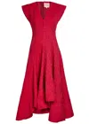 Roksanda Sapha Asymmetric Cloqué Midi Dress In Red