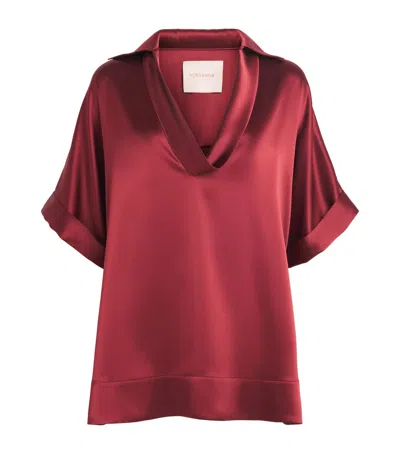Roksanda Satin Enira Top In Burgundy