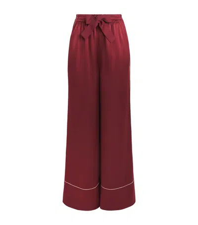 Roksanda Nael Piping-detail Palazzo Trousers In Burgundy