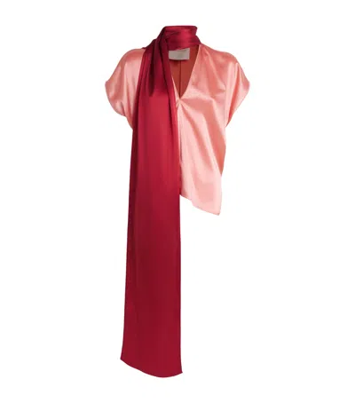 Roksanda Womens Peach Pink Nava Scarf-neck Satin Top