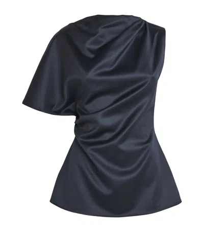 Roksanda Satin Nomi One-shoulder Blouse In Black
