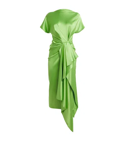 Roksanda Satin Zoa Midi Dress In Green