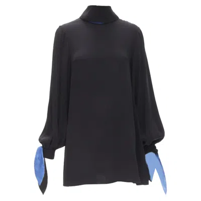 Roksanda Silk Bow Tie Cuff Tunic Dress In Black