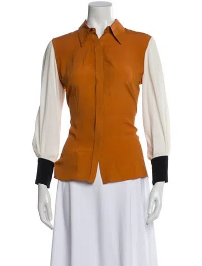 Pre-owned Roksanda Silk Colorblock Pattern Blouse In Orange