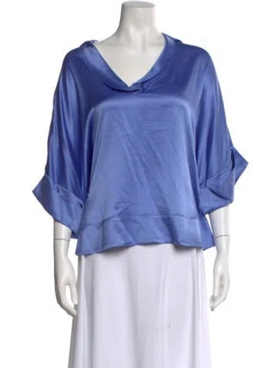 Pre-owned Roksanda Silk Cowl Neck Blouse In Blue