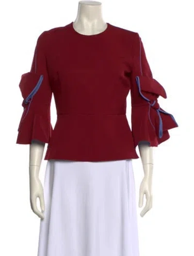 Pre-owned Roksanda Silk Crew Neck Blouse In Burgundy