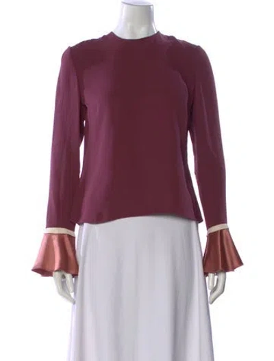 Pre-owned Roksanda Silk Crew Neck Blouse In Purple