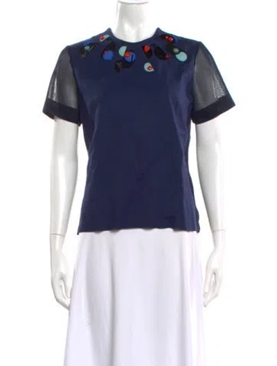 Pre-owned Roksanda Silk Crew Neck Top In Blue
